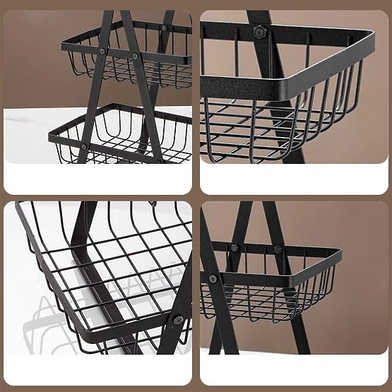 PULOS 3 szintes fekete gyümölcskosár