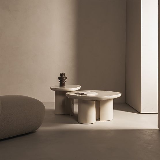 Puro dohányzóasztal 80 cm, világos bézs, fényes