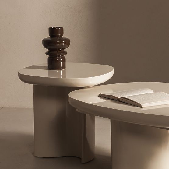 Puro dohányzóasztal 80 cm, világos bézs, fényes