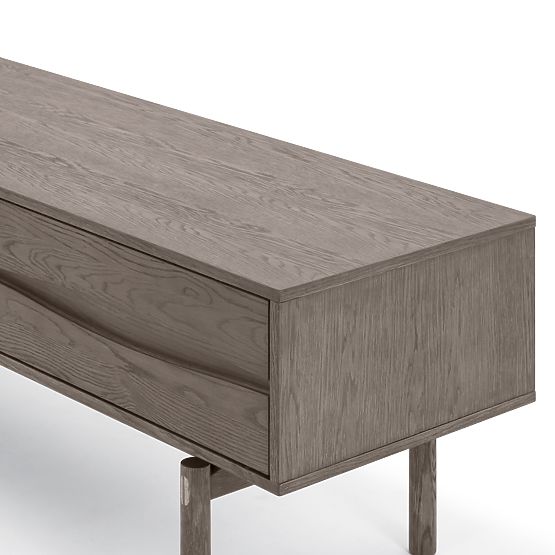 Quadri TV szekrény fiókokkal, tömör tölgyfa, furnér, eszpresszó barna