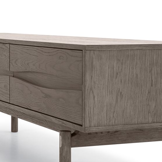 Quadri TV szekrény fiókokkal, tömör tölgyfa, furnér, eszpresszó barna