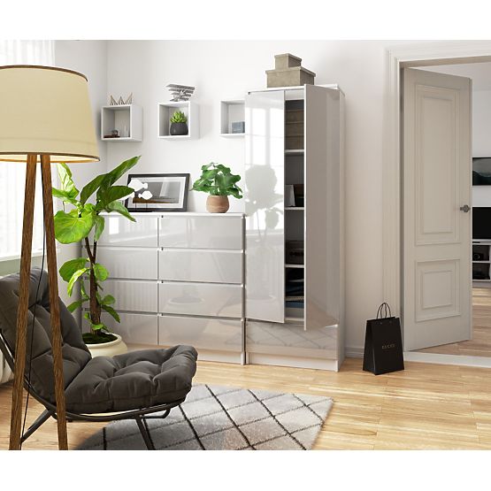 R 60 cm CLP 1 FIÓKOS 4 POLCOS FEHÉR / METÁLIKUS FÉNY