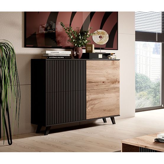RANDOM KM-2 komód - Wotan Tölgy/Fekete