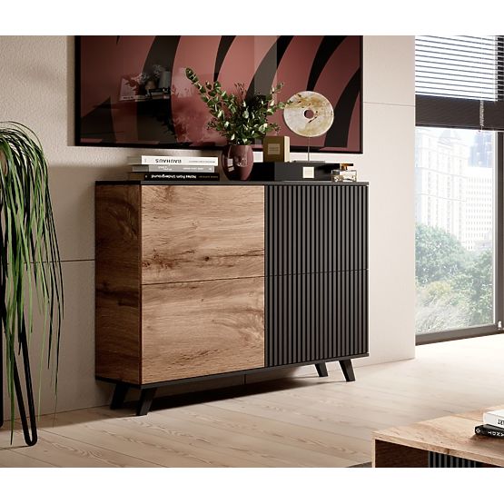 RANDOM KM-2 komód - Wotan Tölgy/Fekete