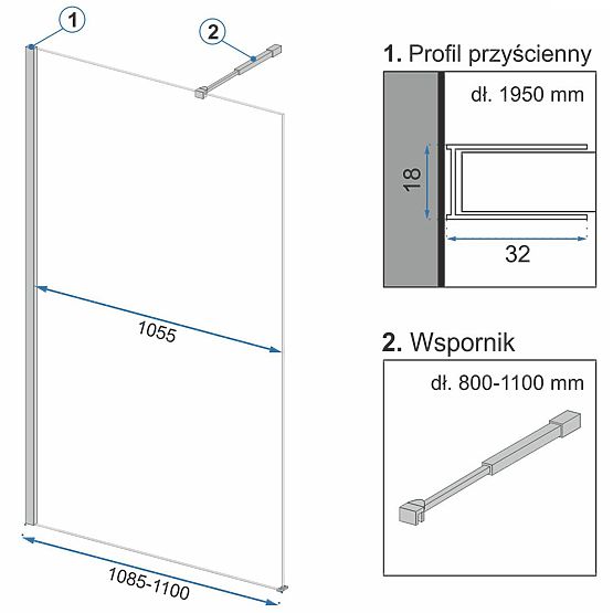 Rea Aero Ombre Fekete 110 Zuhanyfal