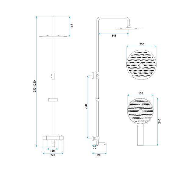 Rea Lungo Diamond Réz Zuhanykészlet Termosztáttal