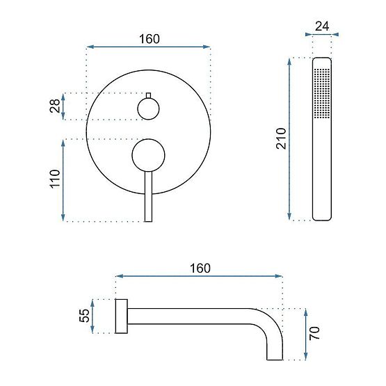 Rea Lungo Titan beépíthető kád csaptelep + Box