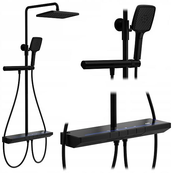 REA Pedro Fekete termosztátos zuhanykészlet