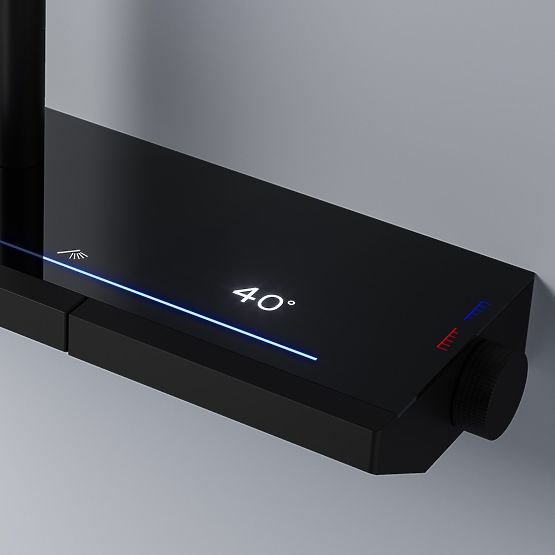 REA Pedro Fekete termosztátos zuhanykészlet