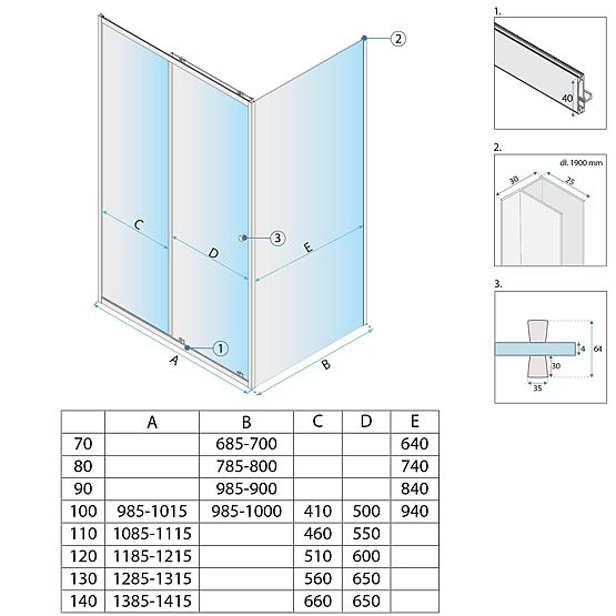 Rea Primo Slide 100x70 Króm Zuhanykabin
