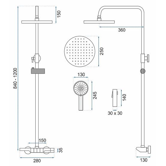 REA Savio LED kijelzős zuhanykészlet Titan