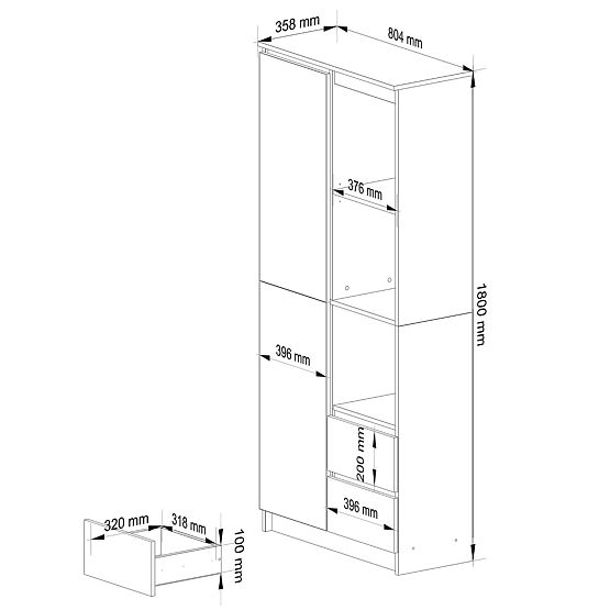 REGÁL R11 R80 1D 2SZ CLP PK FEHÉR / SZÜRKE