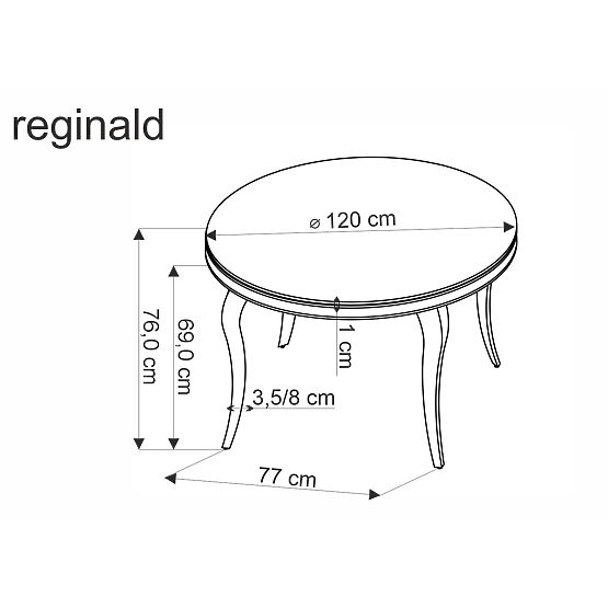 REGINALD_2 kerek asztal lap - fekete üveg, lábak - arany