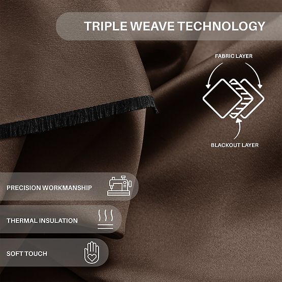 RESTILO BLACKOUT függöny barna színben, megkötővel, klasszikus stílus, ezüst karikák, anyag bl