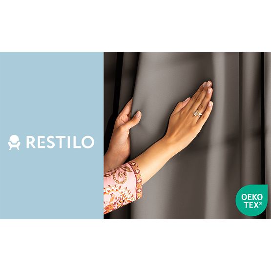 RESTILO BLACKOUT függöny bézs színű, rögzítő szalag, klasszikus stílus, szalag, blackout anyag 140x