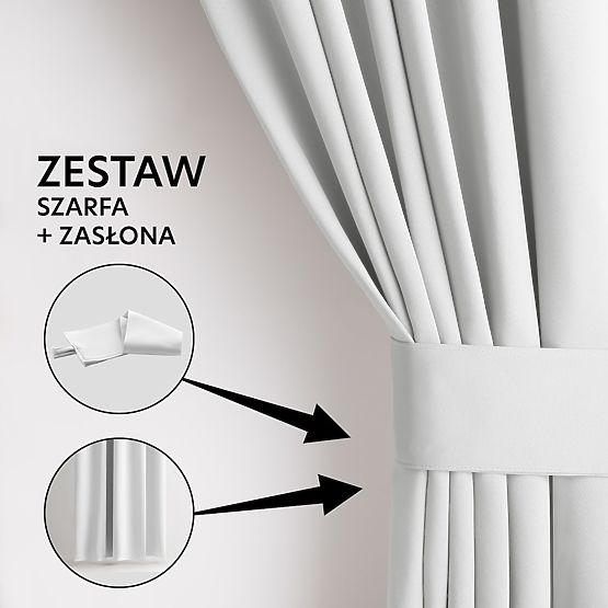 RESTILO BLACKOUT függöny fehér színben, klasszikus stílus, ezüst karikák, anyag blackout