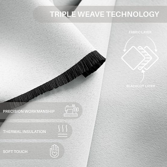RESTILO BLACKOUT függöny fehér színben, klasszikus stílus, ezüst karikák, anyag blackout