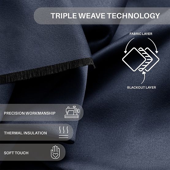 RESTILO BLACKOUT függöny indigó szín, klasszikus stílus, ezüst karikák, anyag bla