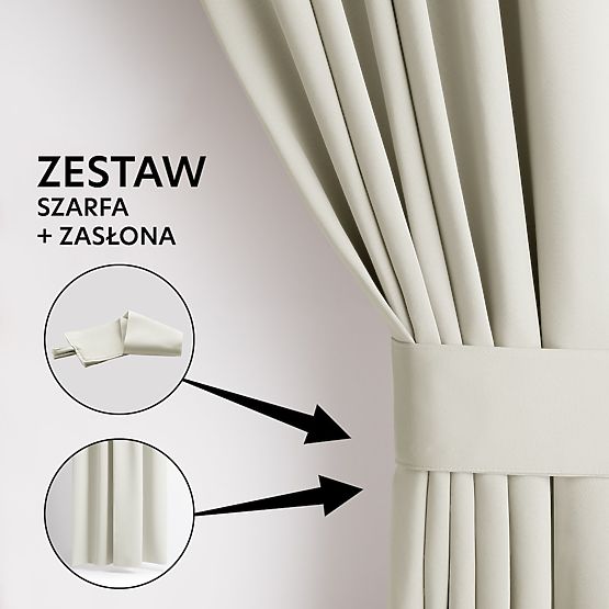 RESTILO BLACKOUT függöny krémszínű, klasszikus stílus, ezüst ringlik, anyag bl