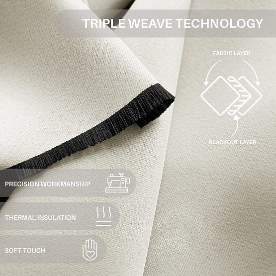 RESTILO BLACKOUT függöny krémszínű, klasszikus stílus, ezüst ringlik, anyag bl