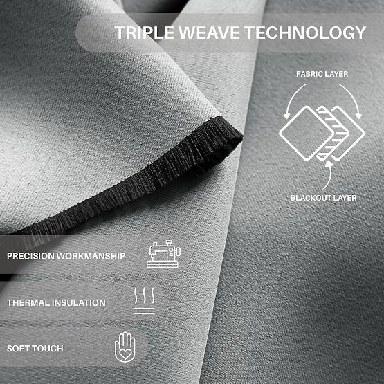 RESTILO BLACKOUT függöny szürke színben, sál, klasszikus stílus, ezüst karikák, blackout anyag