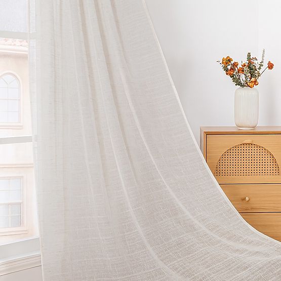 RESTILO DRIMAR függöny bézs szín modern stílus ezüst karikák anyag len, mikroszálas 140x270