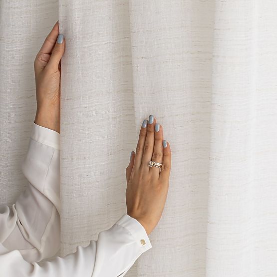 RESTILO DRIMAR függöny bézs színű, modern stílusú, szalag, anyaga len, mikroszálas, 140x250