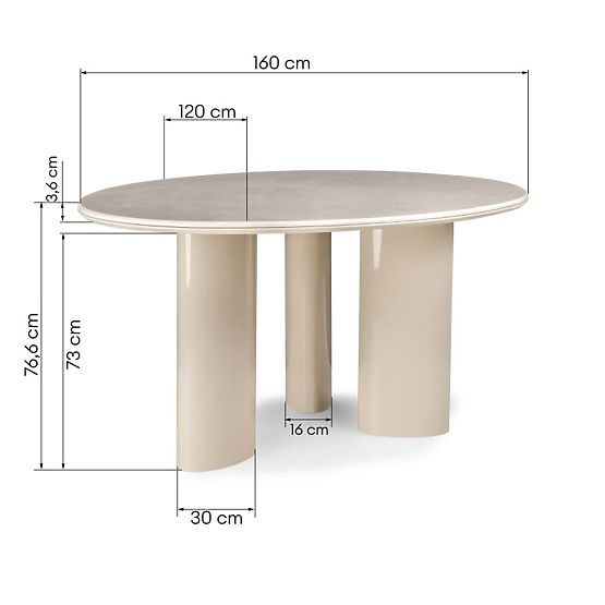 Rio étkezőasztal 160 cm, világos bézs/márvány