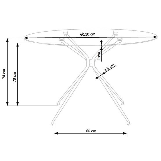 RONDO asztal, lap - színtelen, lábak - arany