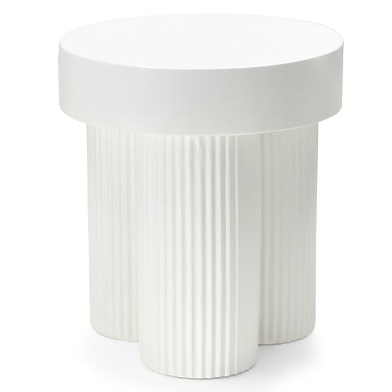 Salerno dohányzóasztal 45 cm, kerek, fehér, barázdált