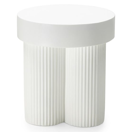 Salerno dohányzóasztal 45 cm, kerek, fehér, barázdált