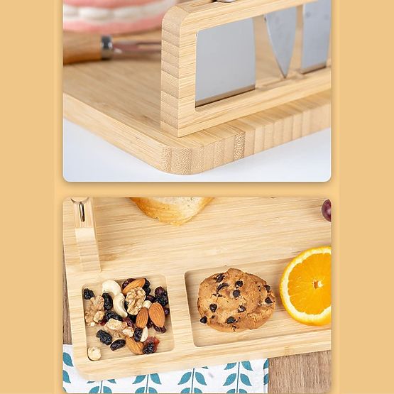 Salers sajtos és snack tálaló deszka evőeszközökkel