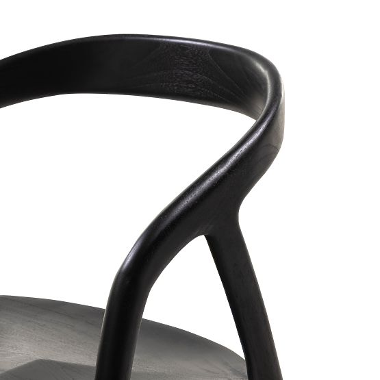 Sande fa étkezőszék, lekerekített, fekete, tíkfa