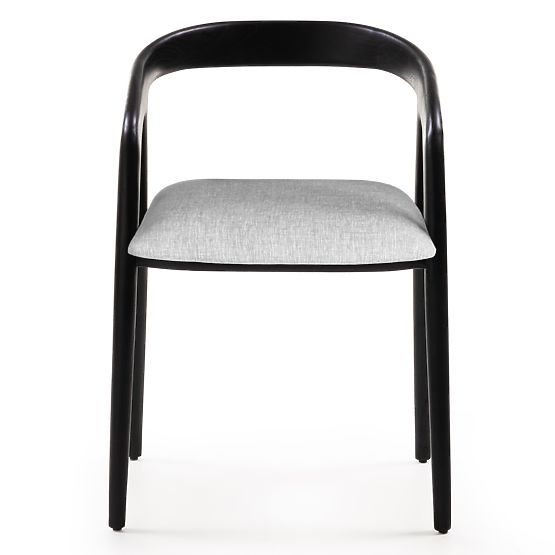 Sande lekerekített fa szék, fekete/világos bézs, tíkfa