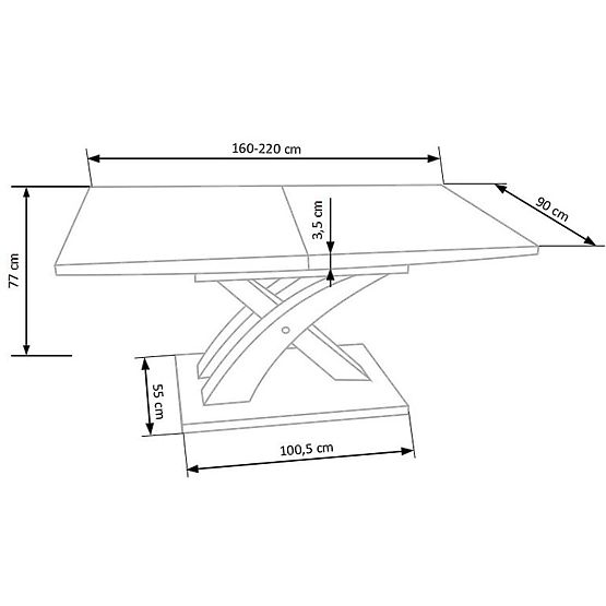 SANDOR fehér lakkozott kihúzható asztal (3p=1ks)