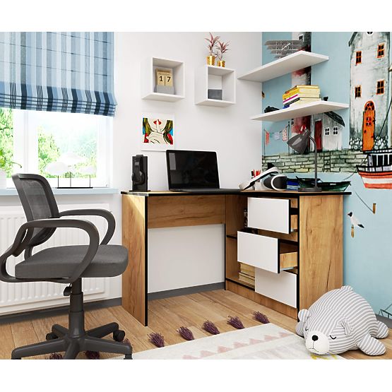 SAROK ÍRÓASZTAL B16 CLP JOBB TÖLGY CRAFT / FEHÉR