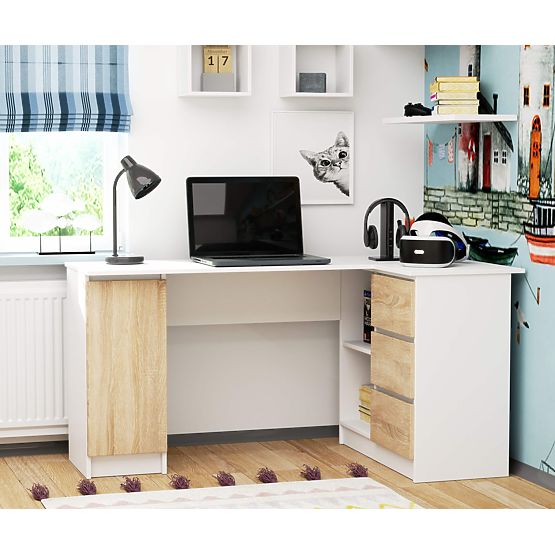 SAROK ÍRÓASZTAL B20 CLP JOBBOS PK FEHÉR / SONOMA