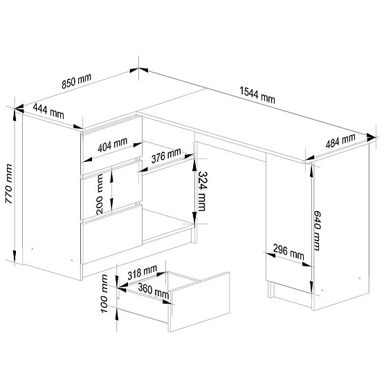 SAROKASZTAL B20 CLP BALOS PK FEHÉR / SONOMA