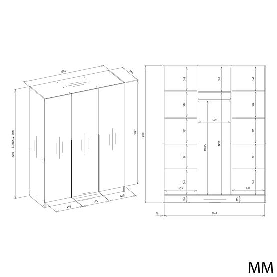 SENSO 3D 150 CM-ES SZEKRÉNY 3 AJTÓVAL ARANY FOGANTYÚKKAL NAPPALIBA HÁLÓSZOBÁBA KASMÍR BÉZS