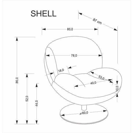 SHELL relaxációs fotel, szürke (1p=1db)