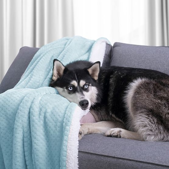 SHLEEPY kék takaró jacquard mintával, klasszikus stílus 130x180