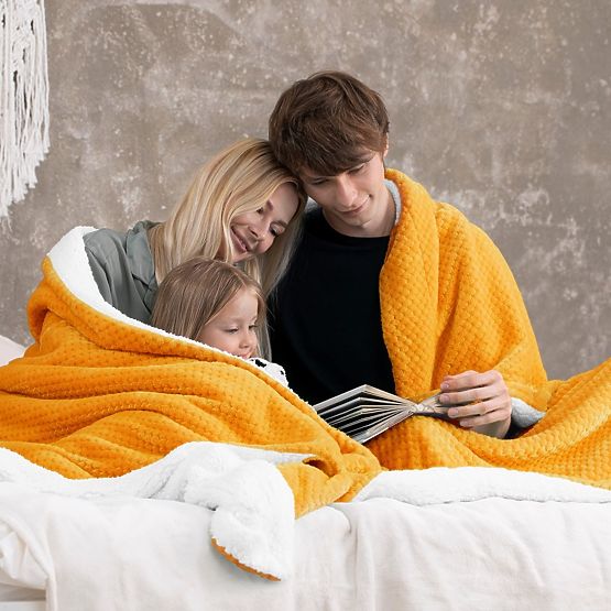 SHLEEPY narancssárga ágytakaró jacquard mintával, klasszikus stílus, 170x210