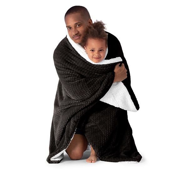 SHLEEPY takaró fekete, jacquard mintával, klasszikus stílusú 130x180