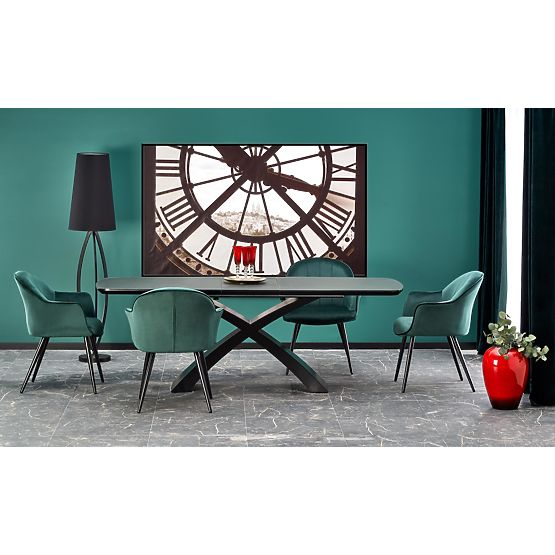 SILVESTRO kinyitható asztal lap - sötétszürke, láb - fekete