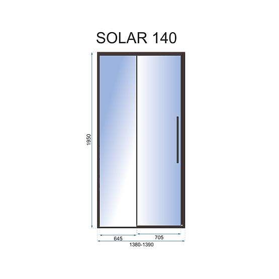 SOLAR BLACK MAT zuhanyajtó 140