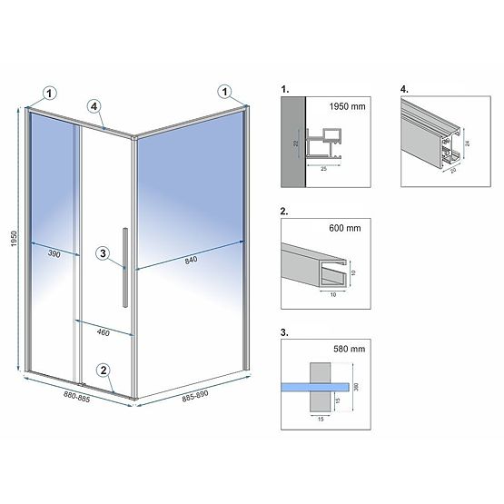 SOLAR Zuhanykabin Kefe Réz 90x90