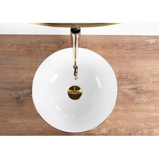 Stella fehér kerámia mosdókagyló arany szegéllyel