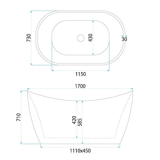 Szabadon álló akrilkád ATENA 170