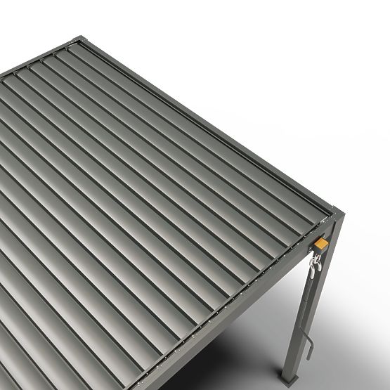 Szabadon álló Antilla alumínium kerti pergola, 4x3 m, bioklimatikus, mozgatható lamellák, antracit