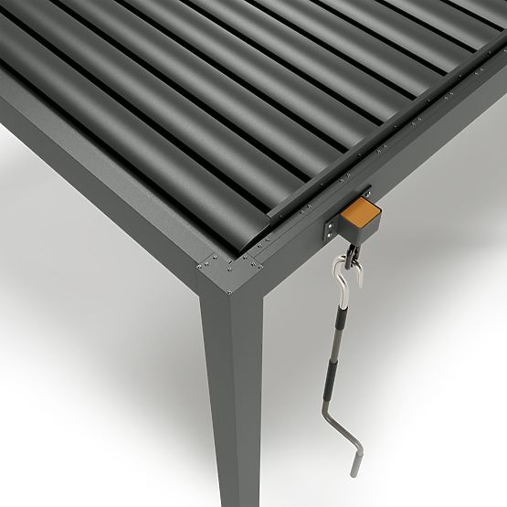 Szabadon álló Antilla alumínium kerti pergola, 5x3 m, bioklimatikus, mozgatható lamellákkal, antraci